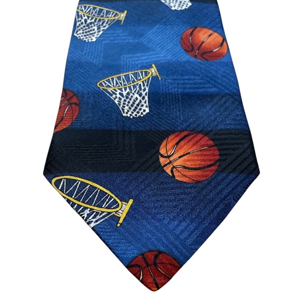Vintage Blue Basketball Patterned Tie Dad Sports Fan Coach gift idea